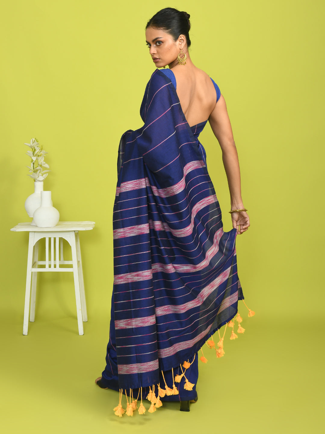SAPPHIRE EDGE (BENGAL HANDLOOM COTTON BLEND SAREE)
