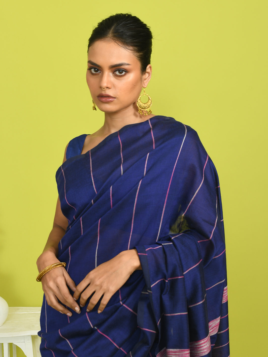 SAPPHIRE EDGE (BENGAL HANDLOOM COTTON BLEND SAREE)