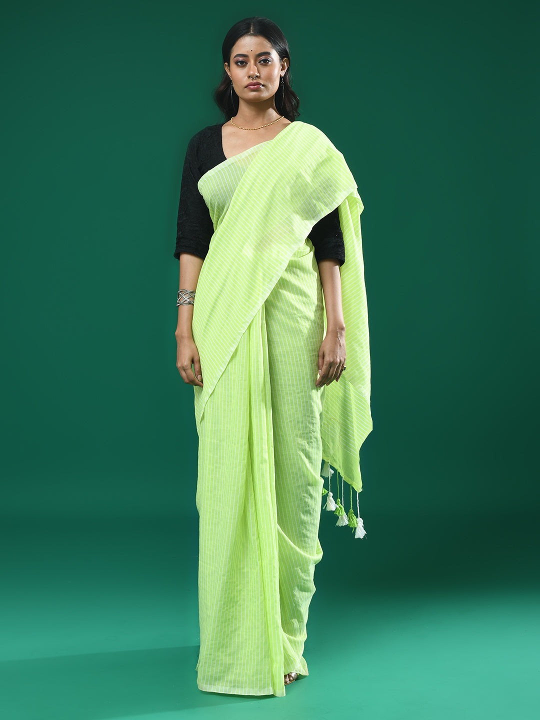 VERDANT BLISS (BENGAL HANDLOOM COTTON BLEND SAREE)