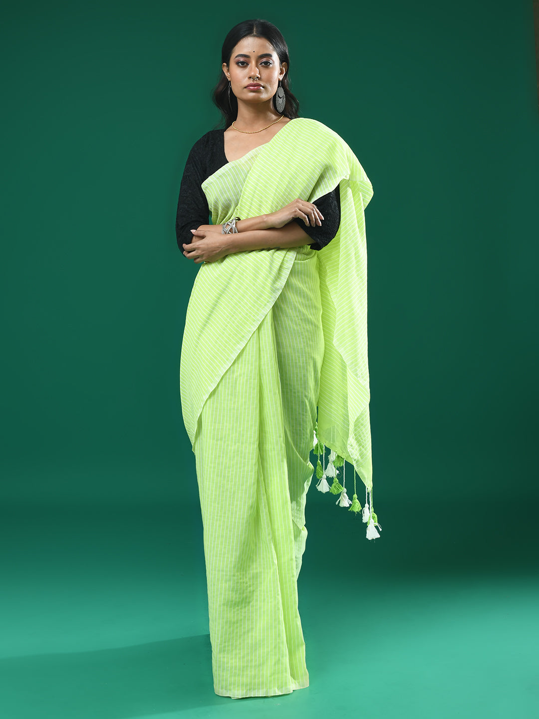 VERDANT BLISS (BENGAL HANDLOOM COTTON BLEND SAREE)
