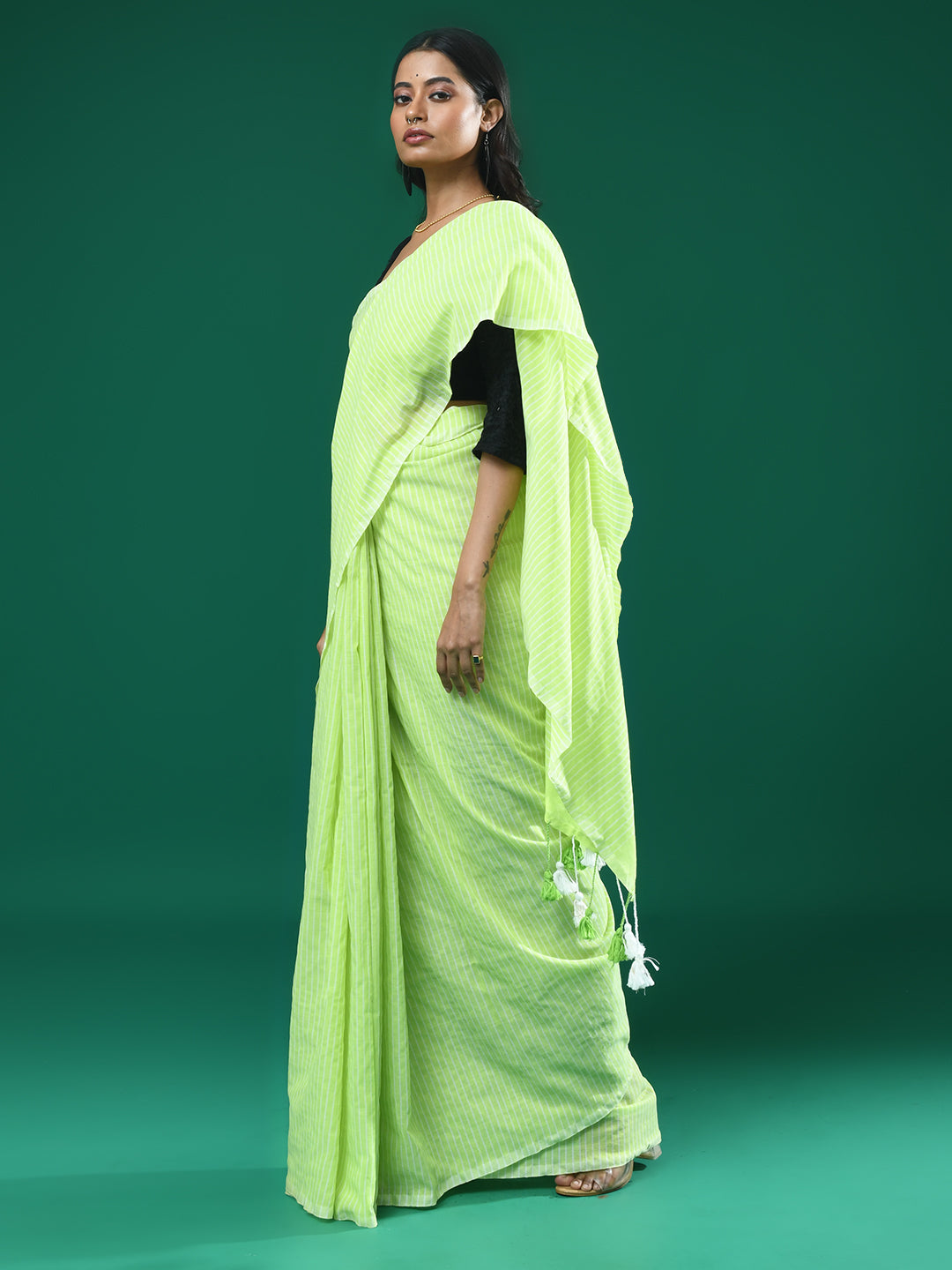 VERDANT BLISS (BENGAL HANDLOOM COTTON BLEND SAREE)