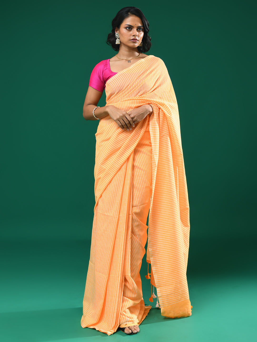SUNSET GLOW (BENGAL HANDLOOM COTTON BLEND SAREE)