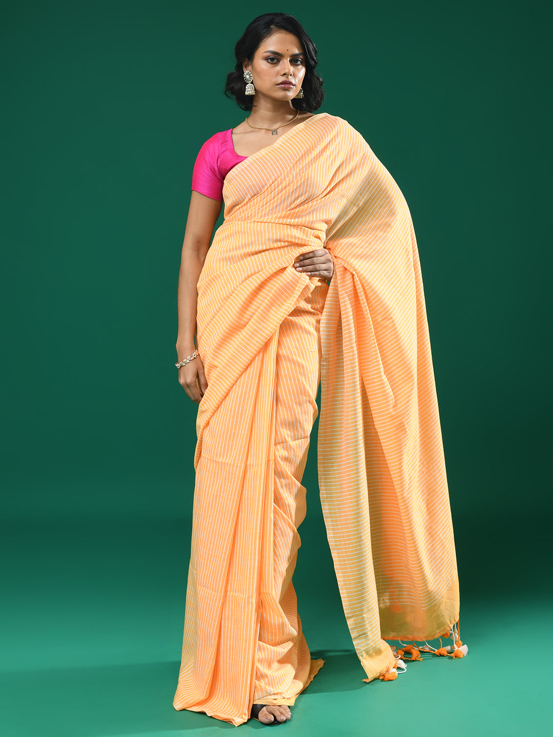 SUNSET GLOW (BENGAL HANDLOOM COTTON BLEND SAREE)