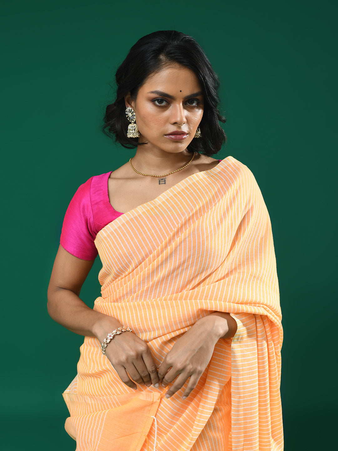 SUNSET GLOW (BENGAL HANDLOOM COTTON BLEND SAREE)