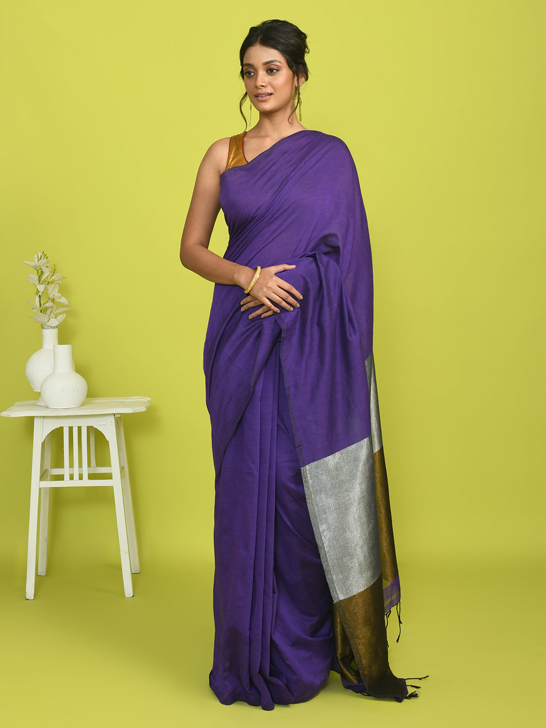 AMETHYST GRACE (BENGAL HANDLOOM COTTON BLEND SAREE)