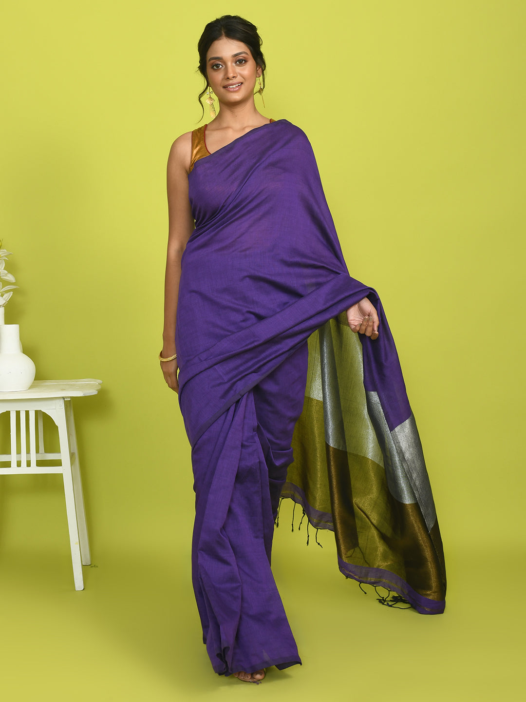 AMETHYST GRACE (BENGAL HANDLOOM COTTON BLEND SAREE)