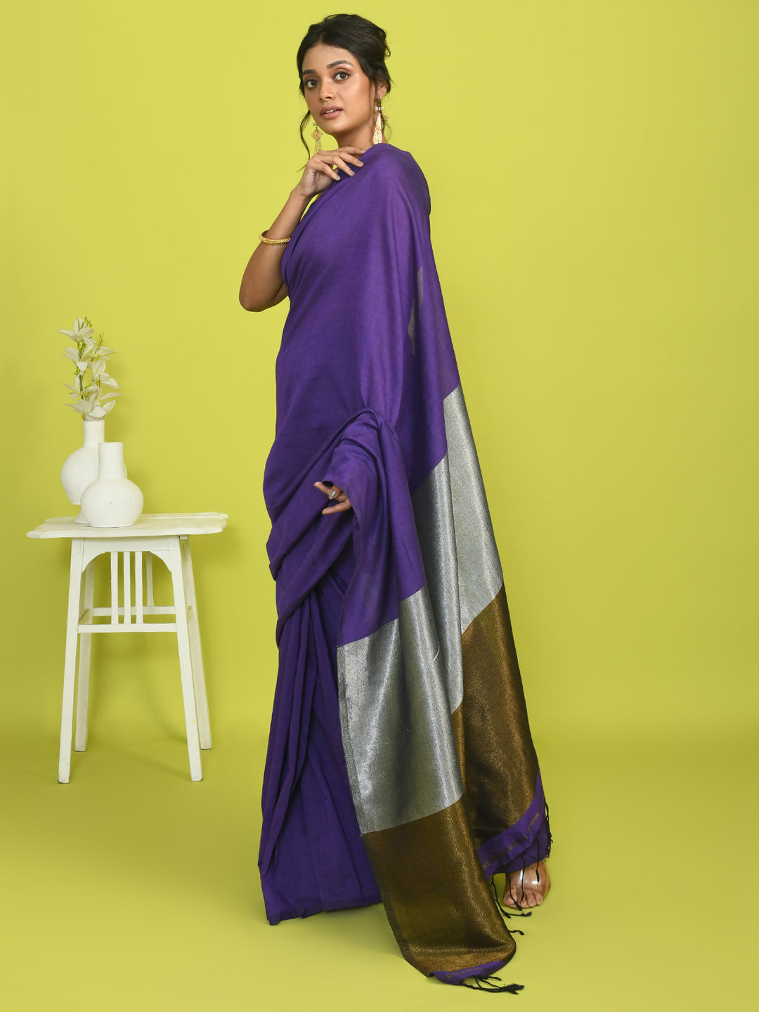 AMETHYST GRACE (BENGAL HANDLOOM COTTON BLEND SAREE)
