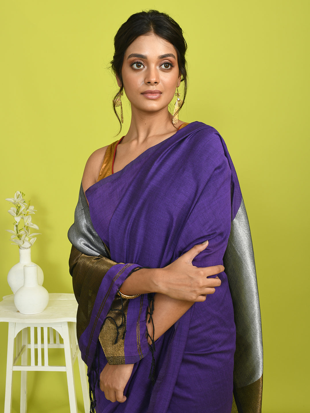 AMETHYST GRACE (BENGAL HANDLOOM COTTON BLEND SAREE)