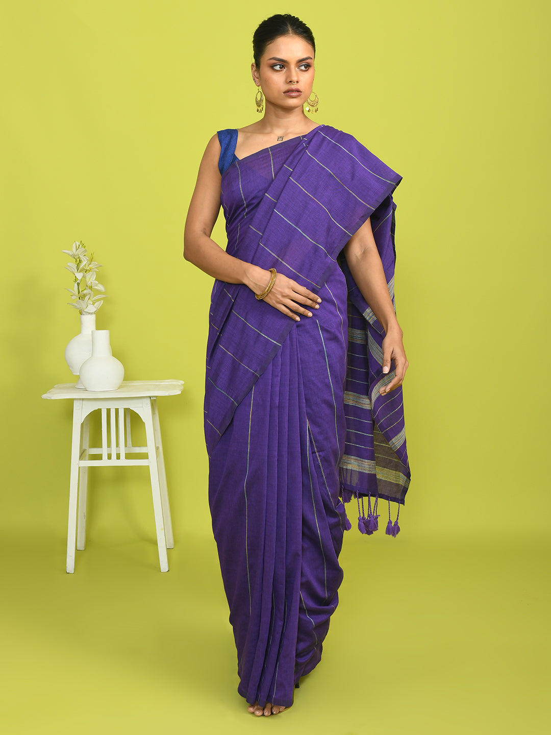 ROYAL VIOLET (BENGAL HANDLOOM COTTON BLEND SAREE)