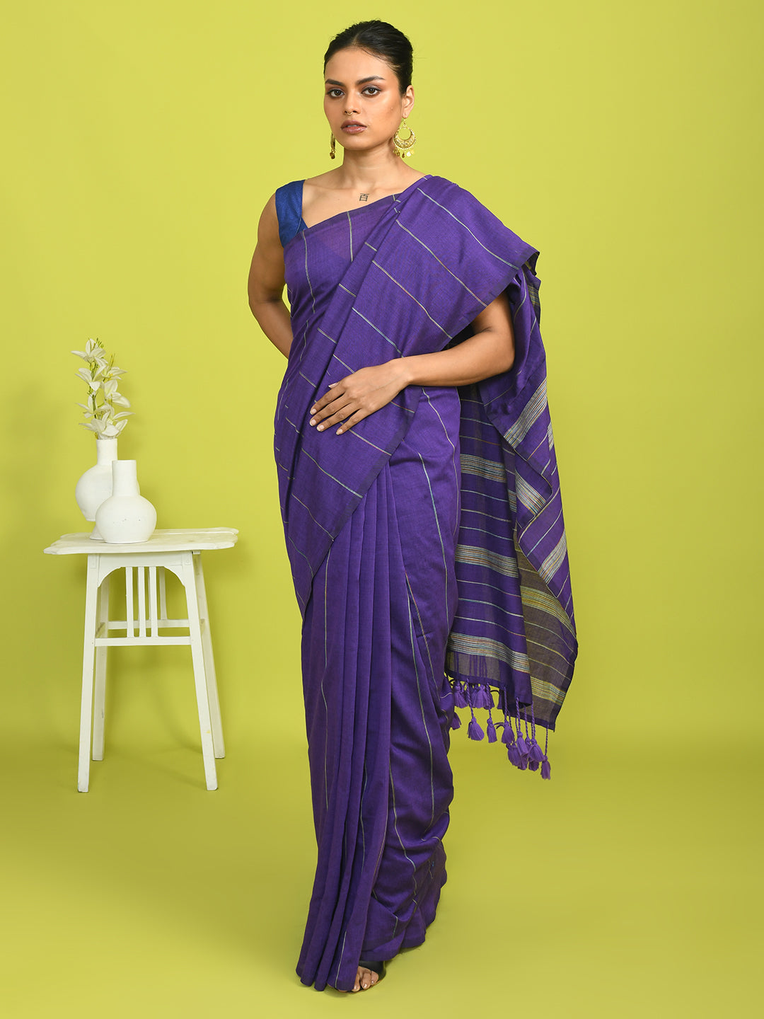 ROYAL VIOLET (BENGAL HANDLOOM COTTON BLEND SAREE)