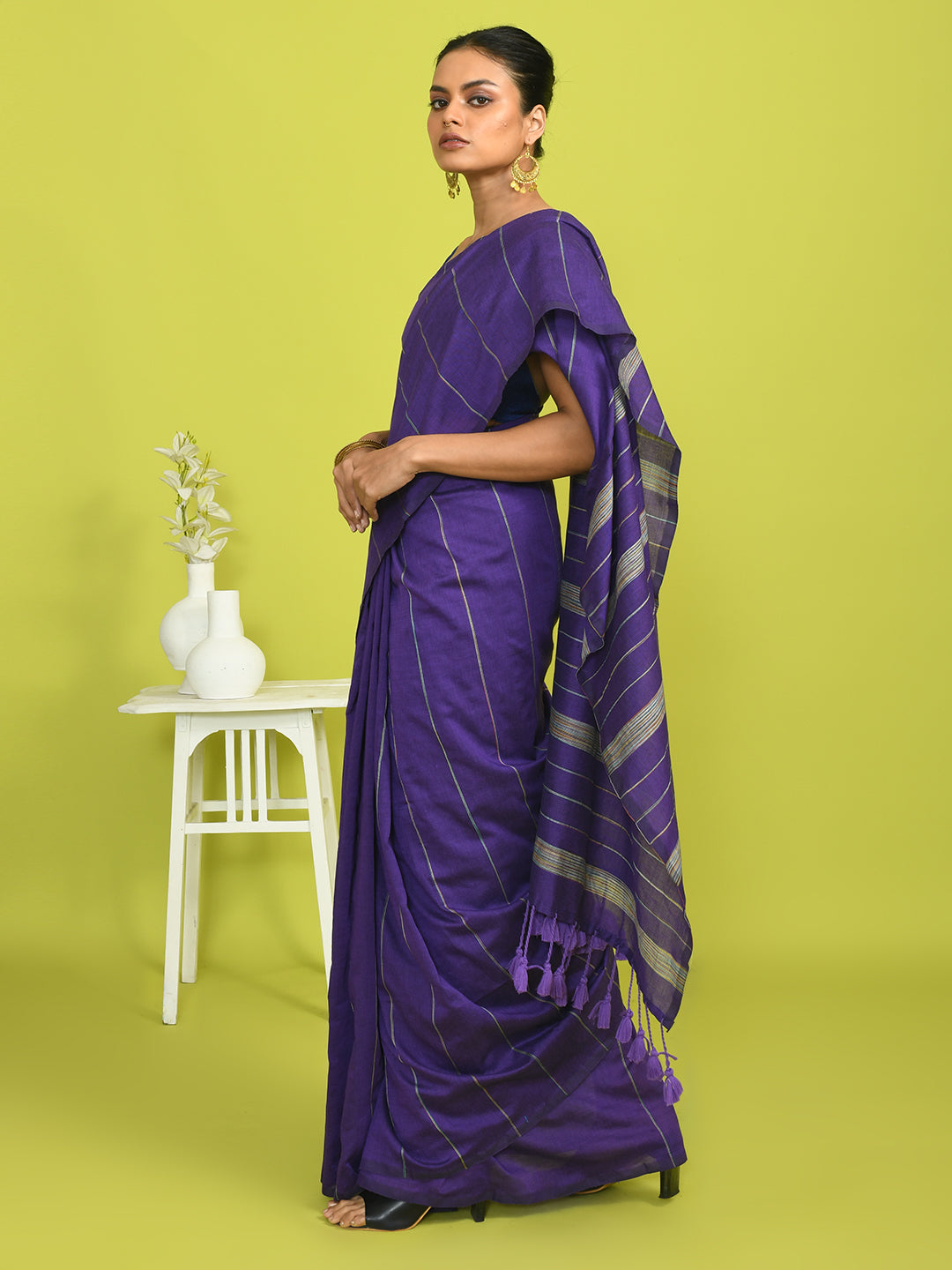 ROYAL VIOLET (BENGAL HANDLOOM COTTON BLEND SAREE)