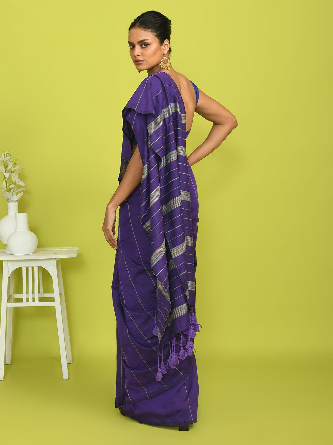 ROYAL VIOLET (BENGAL HANDLOOM COTTON BLEND SAREE)