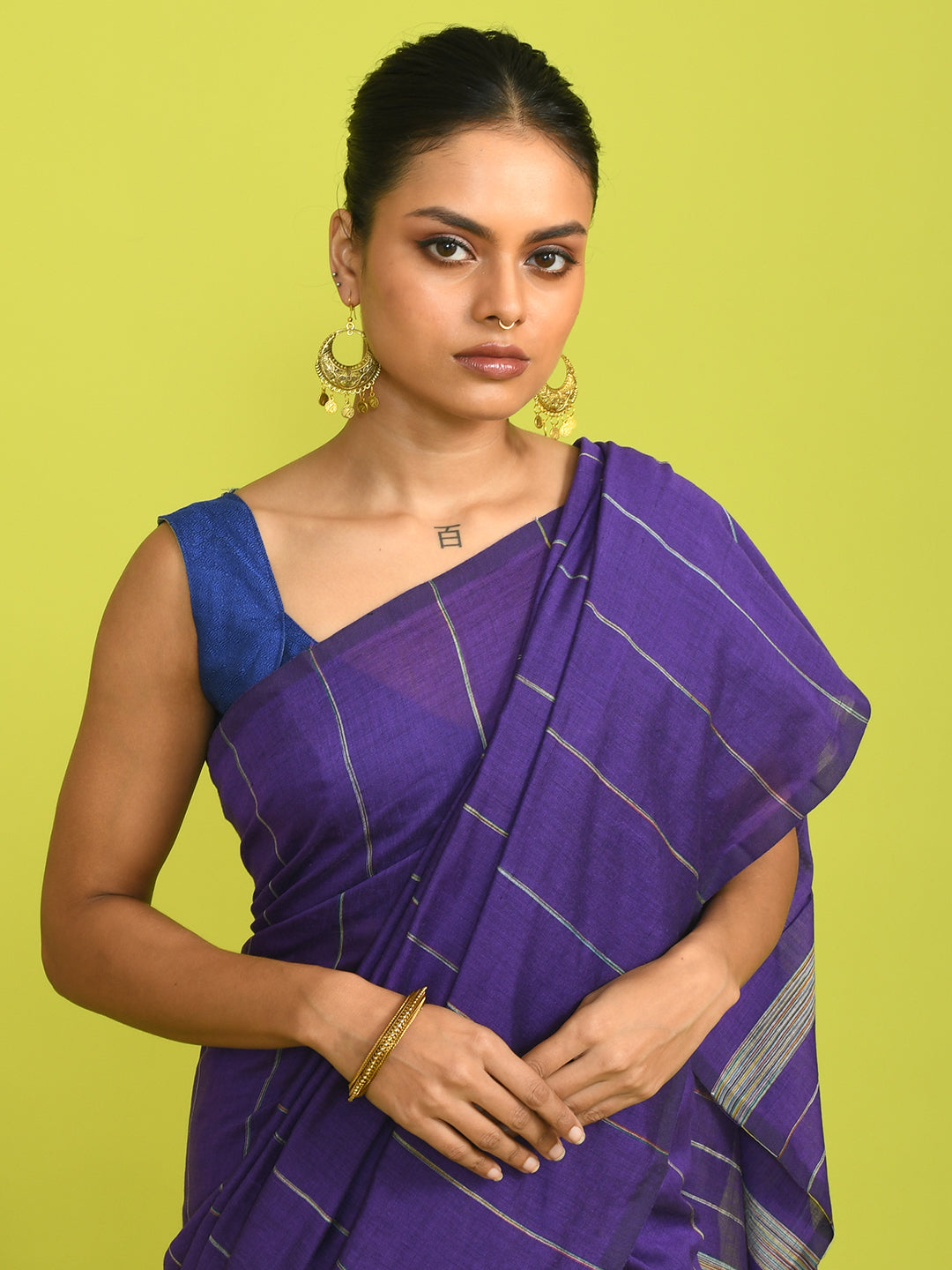 ROYAL VIOLET (BENGAL HANDLOOM COTTON BLEND SAREE)