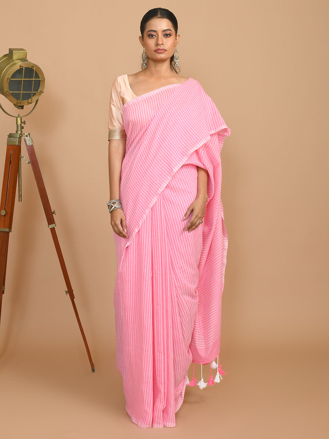 ROSY STRIPES (BENGAL HANDLOOM COTTON BLEND SAREE)