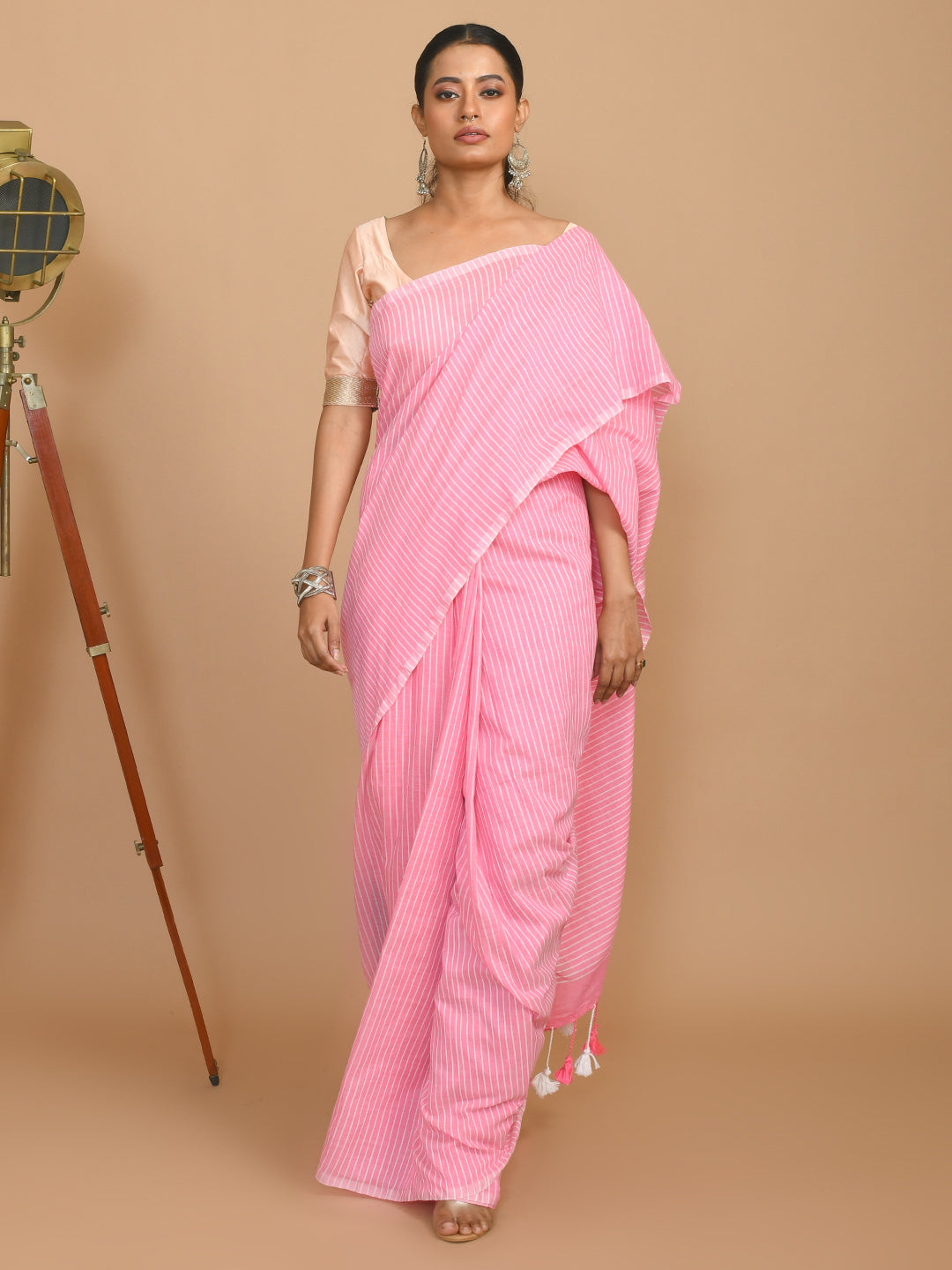 ROSY STRIPES (BENGAL HANDLOOM COTTON BLEND SAREE)