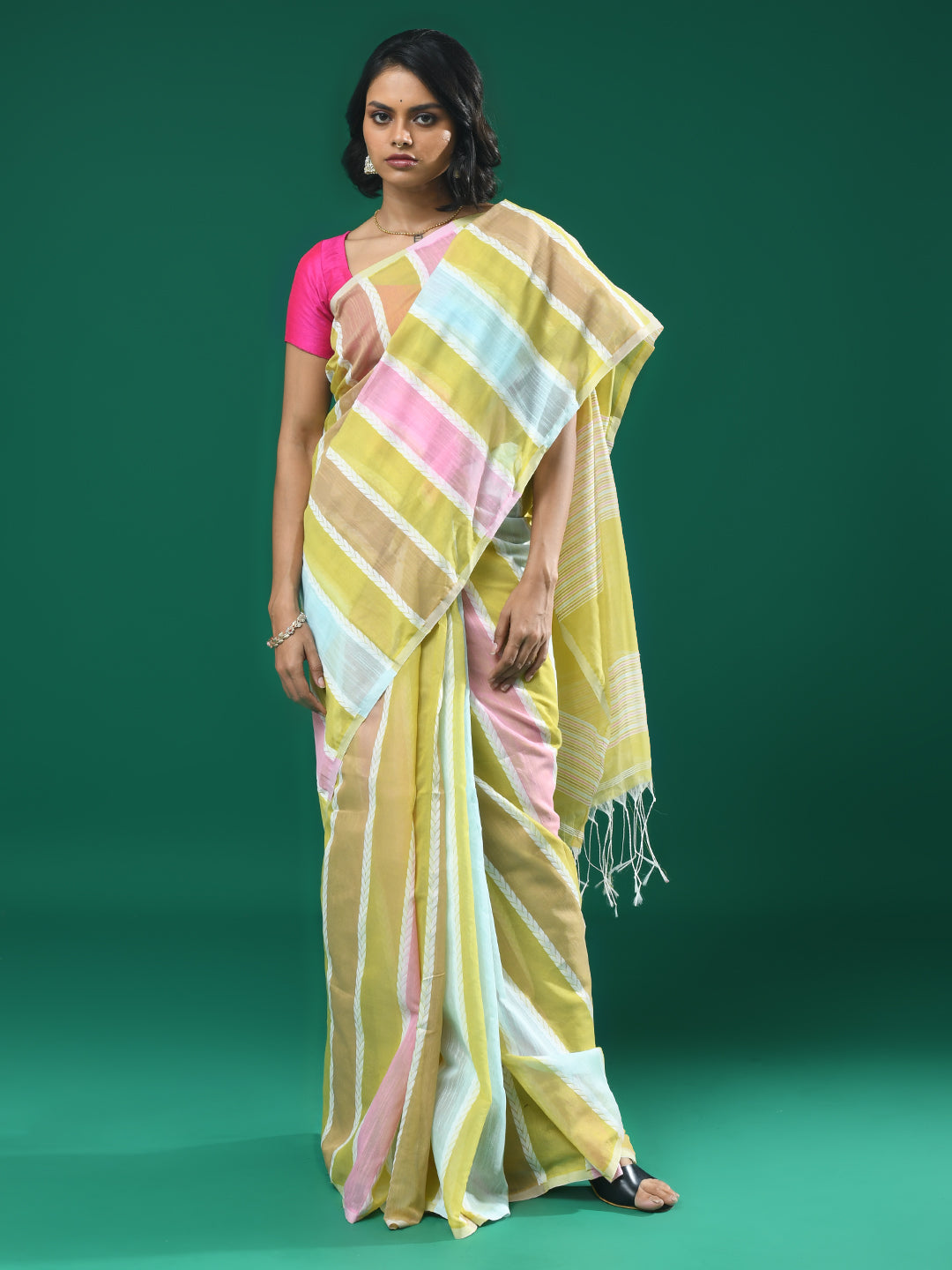 GOLDEN GLOW (BENGAL HANDLOOM COTTON BLEND SAREE)