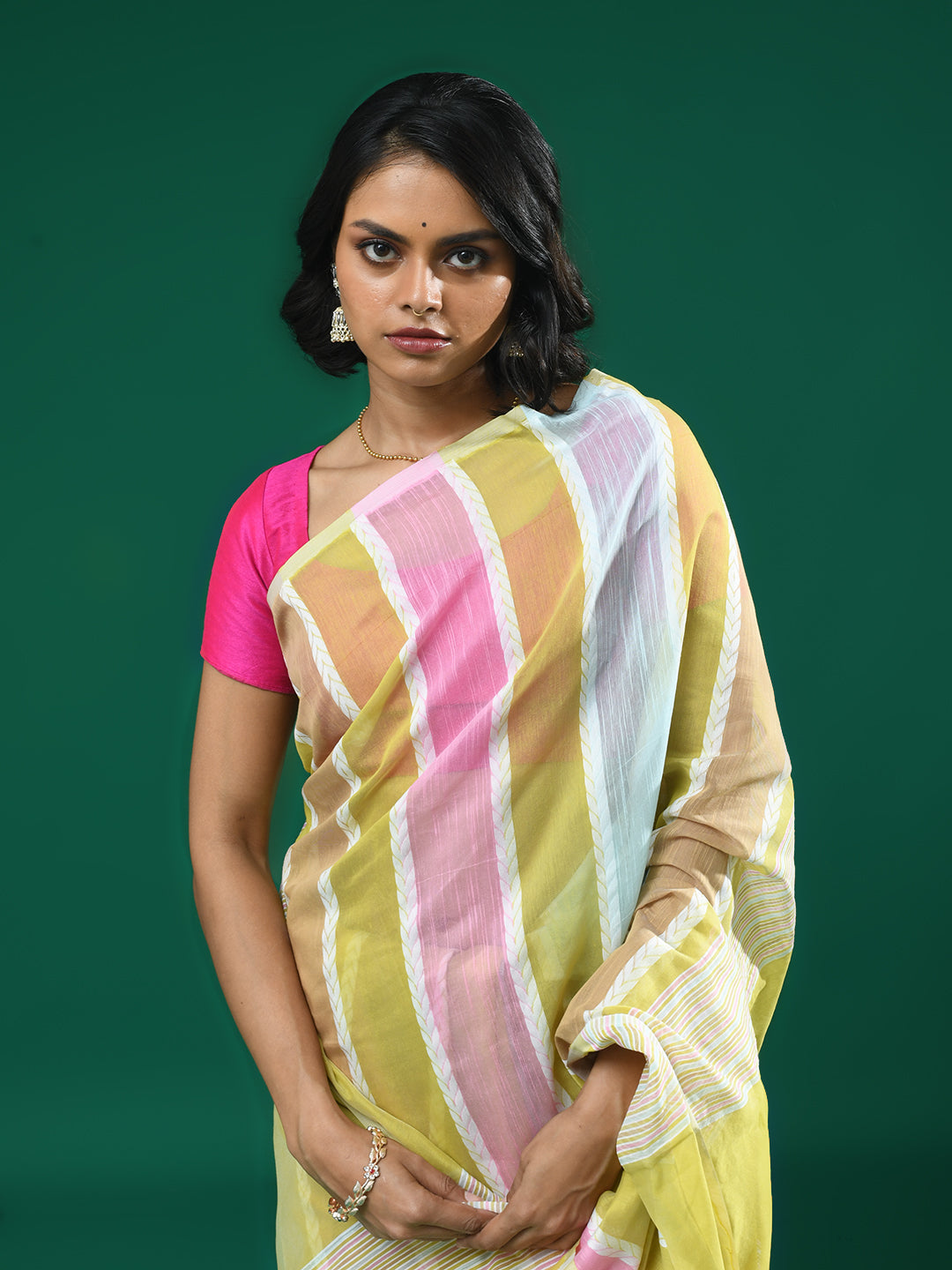 GOLDEN GLOW (BENGAL HANDLOOM COTTON BLEND SAREE)