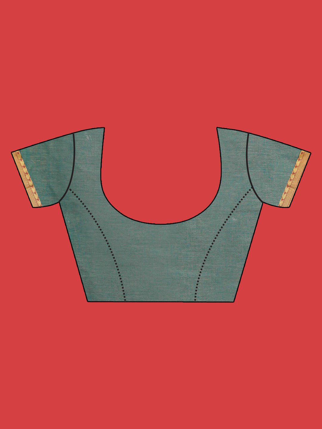 Indethnic Green Solid Saree - Blouse Piece View