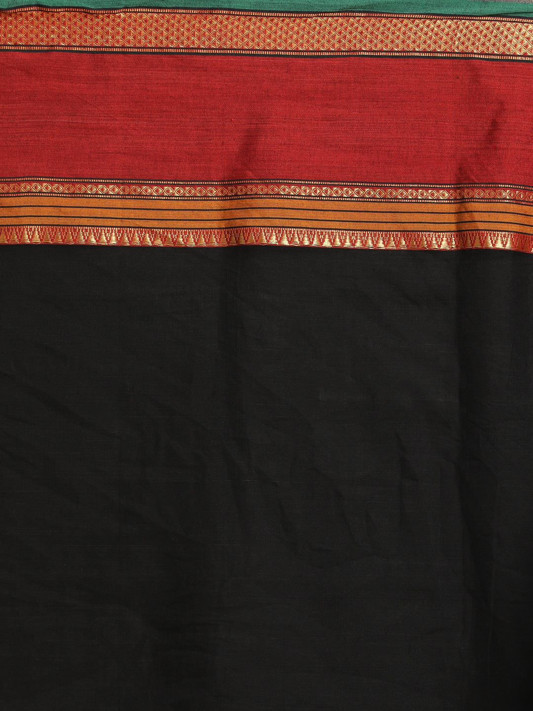 Indethnic Black Pure Cotton Solid Saree - Saree Detail View
