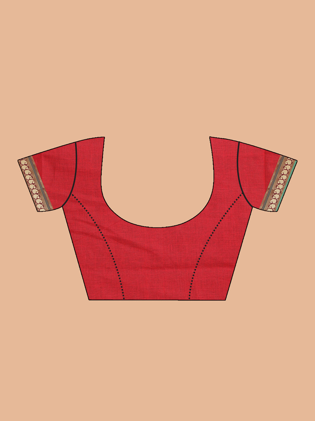 Indethnic Red Pure Cotton Solid Saree - Blouse Piece View