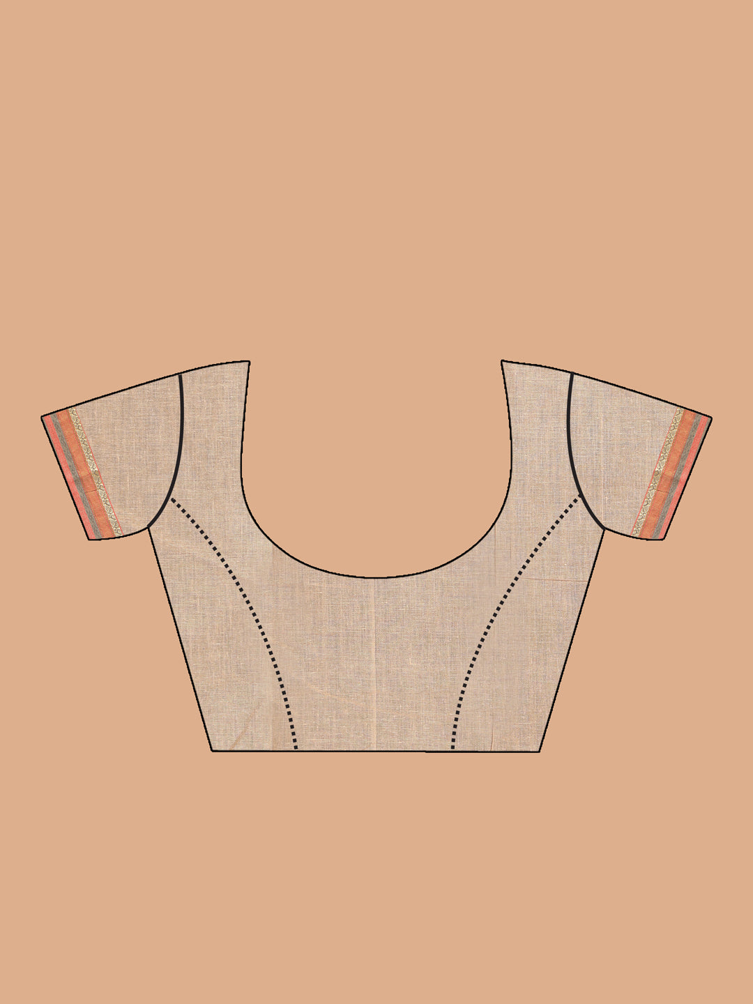 Indethnic Beige Pure Cotton Solid Saree - Blouse Piece View