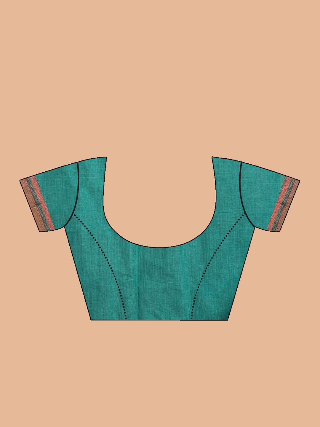 Indethnic Green Pure Cotton Solid Saree - Blouse Piece View