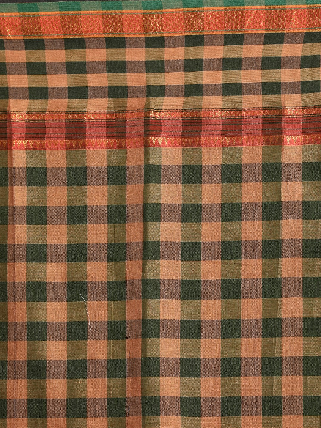 Indethnic Olive Pure Cotton Solid Saree - Saree Detail View