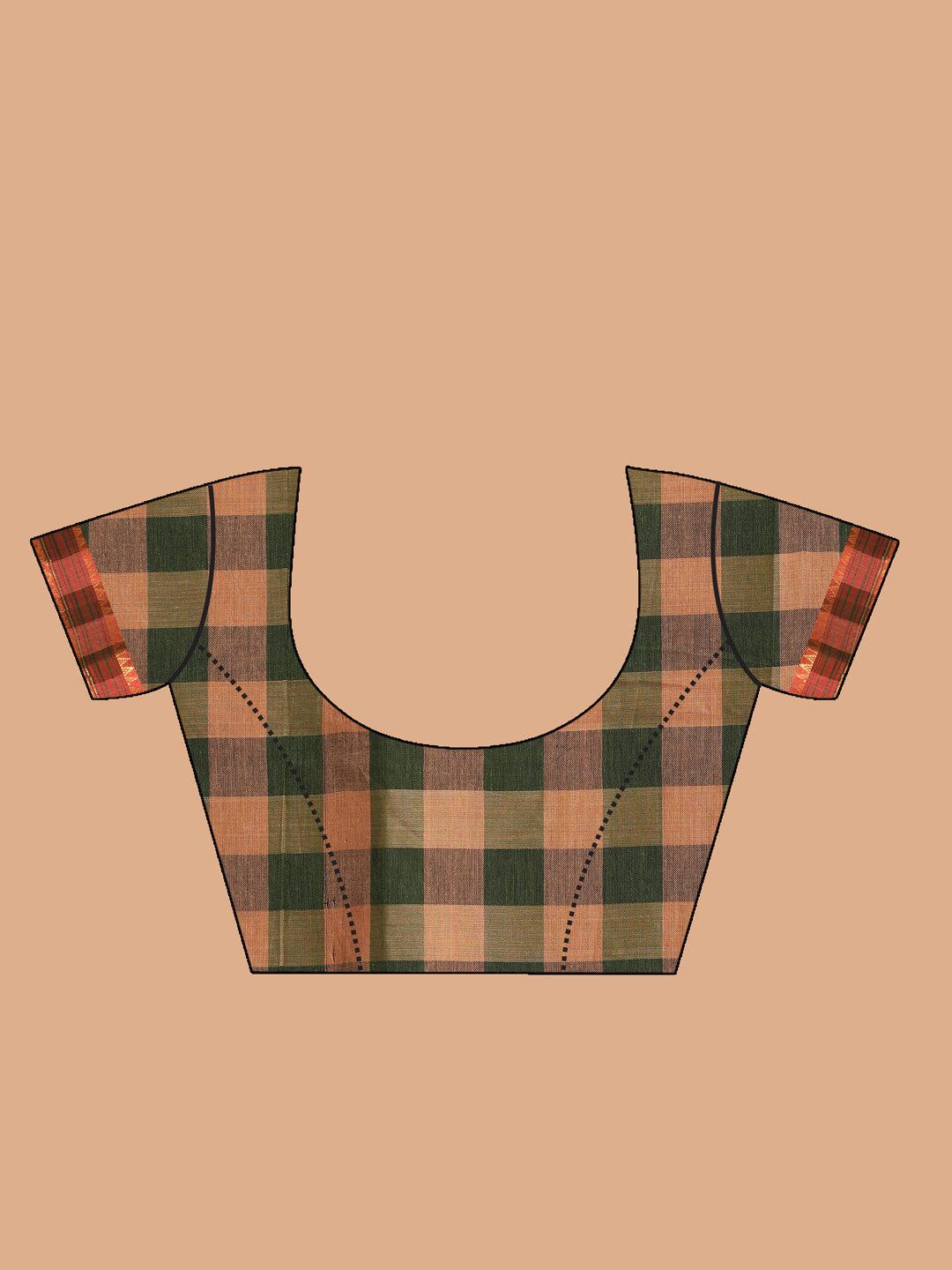 Indethnic Olive Pure Cotton Solid Saree - Blouse Piece View