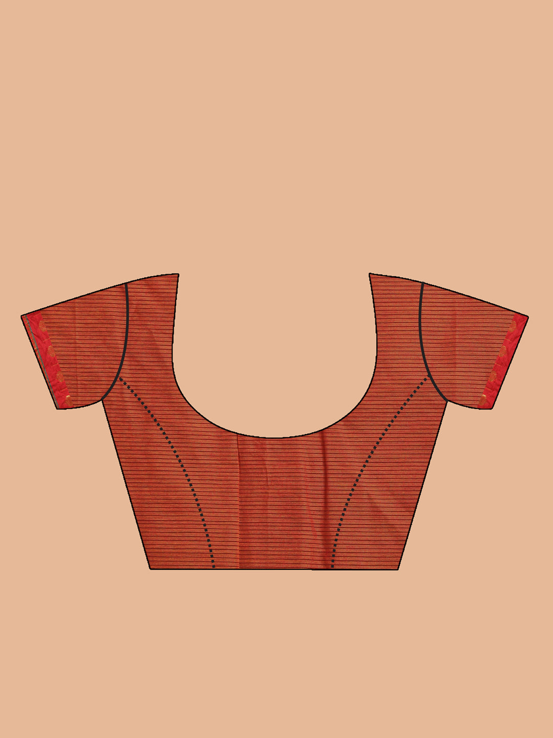 Indethnic Rust Pure Cotton Solid Saree - Blouse Piece View