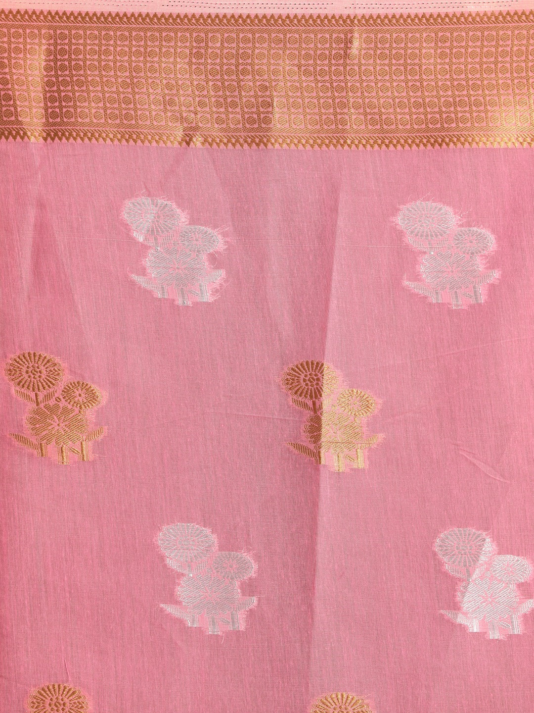 Indethnic Pink Woven Design Saree - Saree Detail View