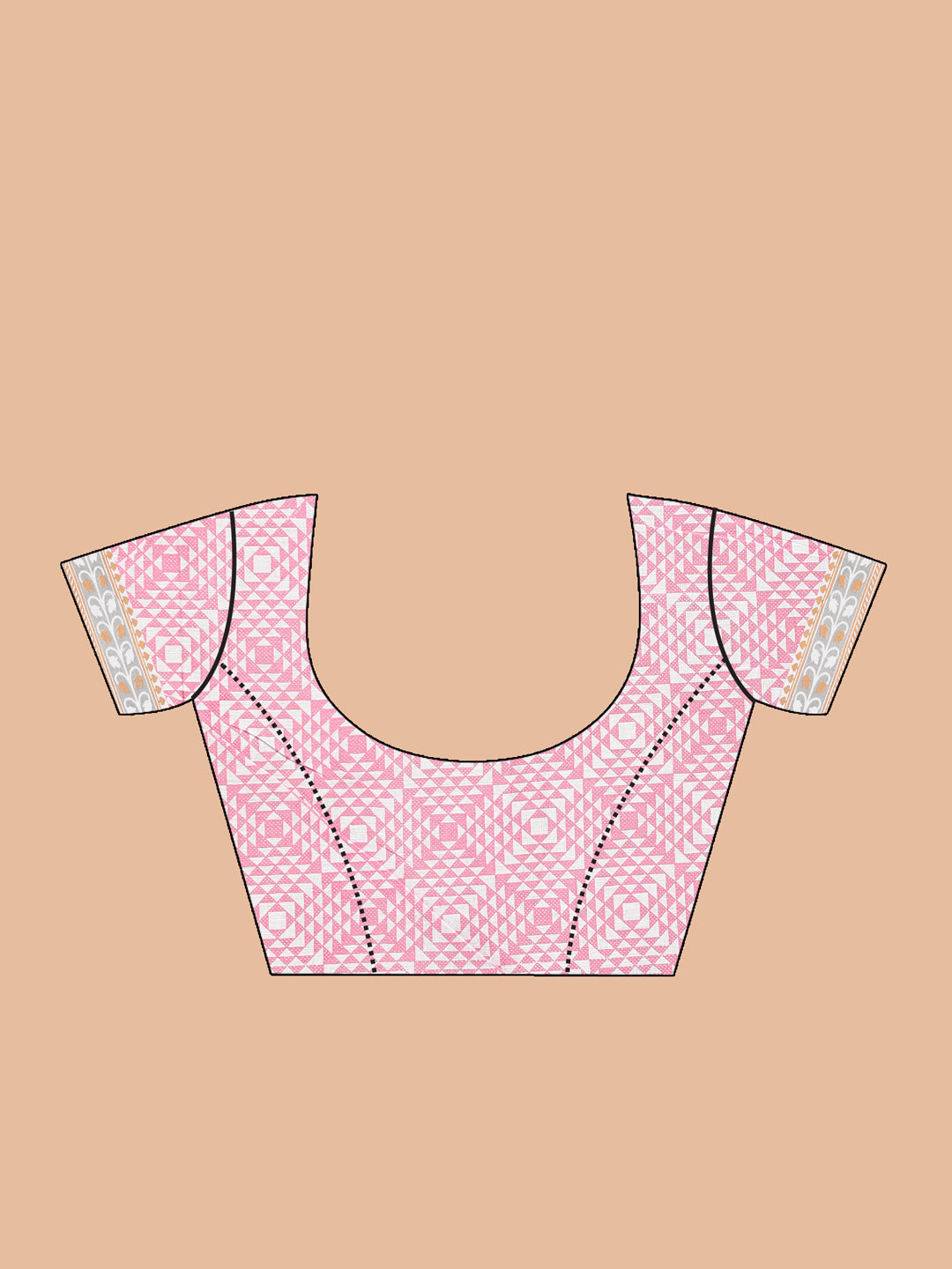 Indethnic Printed Pure Cotton Saree in Violet - Blouse Piece View